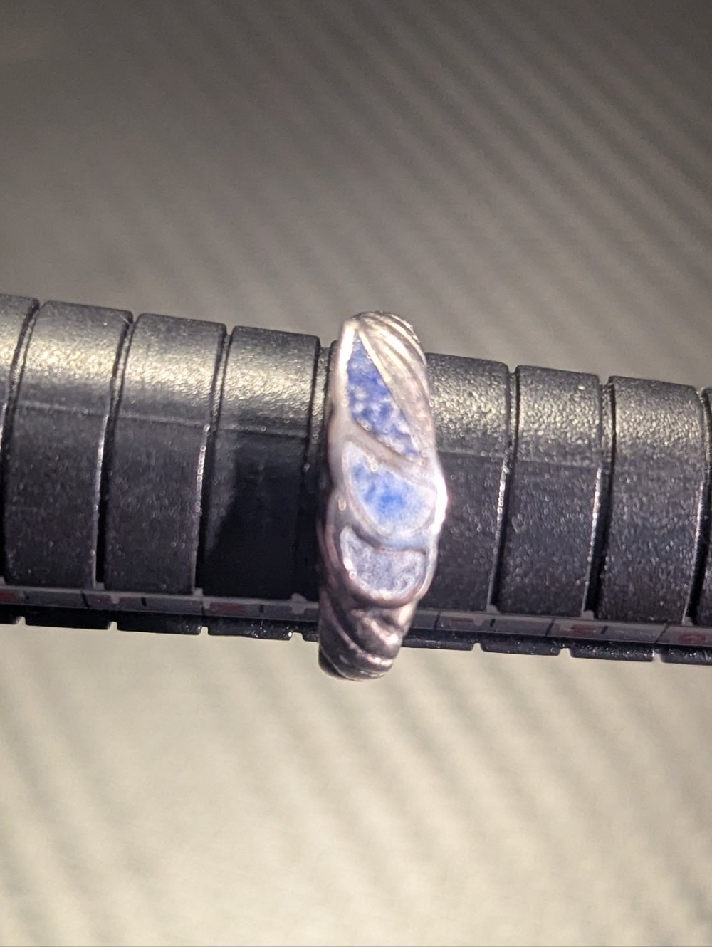 Silver Ring with Blue Stone Inlay